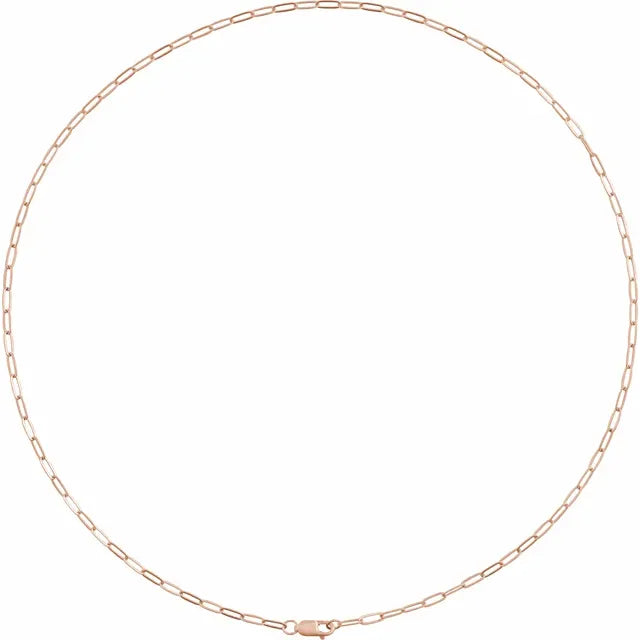 14K Rose 2.1 mm Paperclip-Style 18" Chain