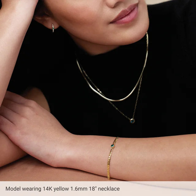 1.6 mm Herringbone Chain 14K Gold