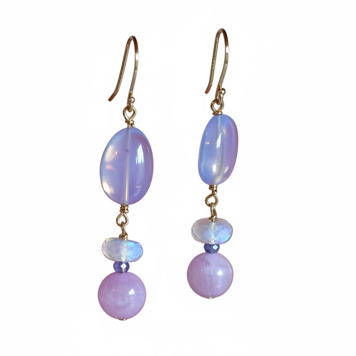 Lavender Quartz and Kunzite - 14K Gold Earrings