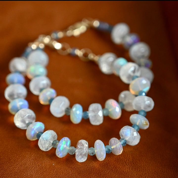 Opal and Moonstone - 14K Gold Bracelet