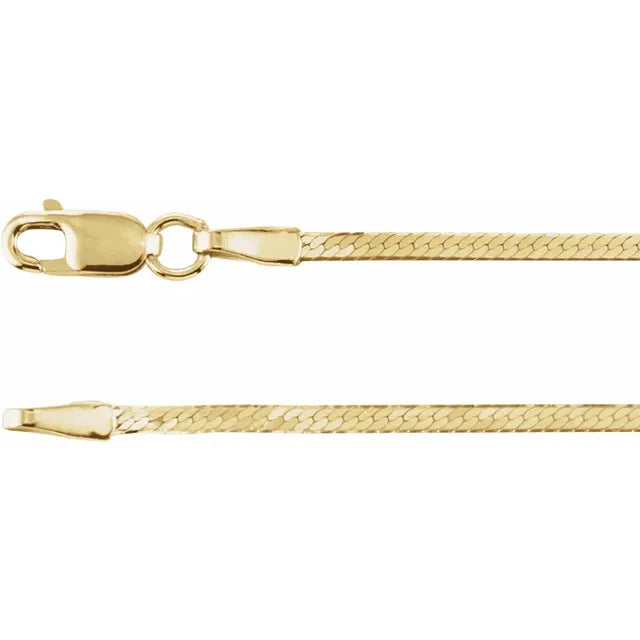 1.6 mm Herringbone Chain 14K Gold