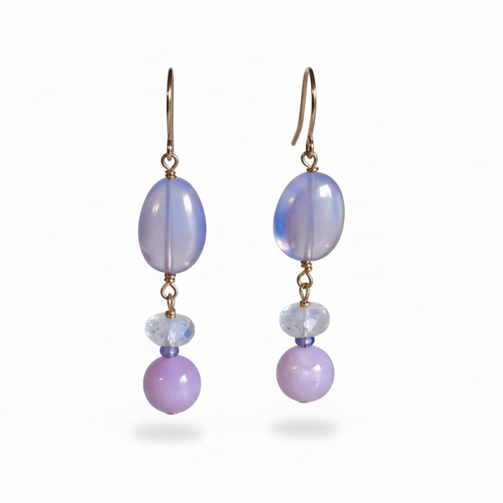 Lavender Quartz and Kunzite - 14K Gold Earrings