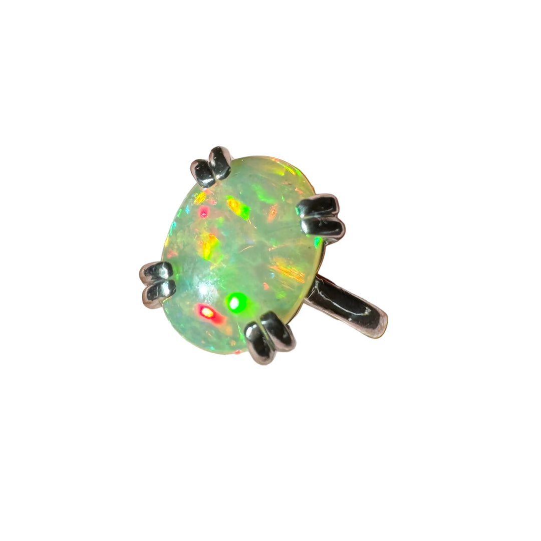 Goldilocks Yellow Opal - 14K White Gold Ring
