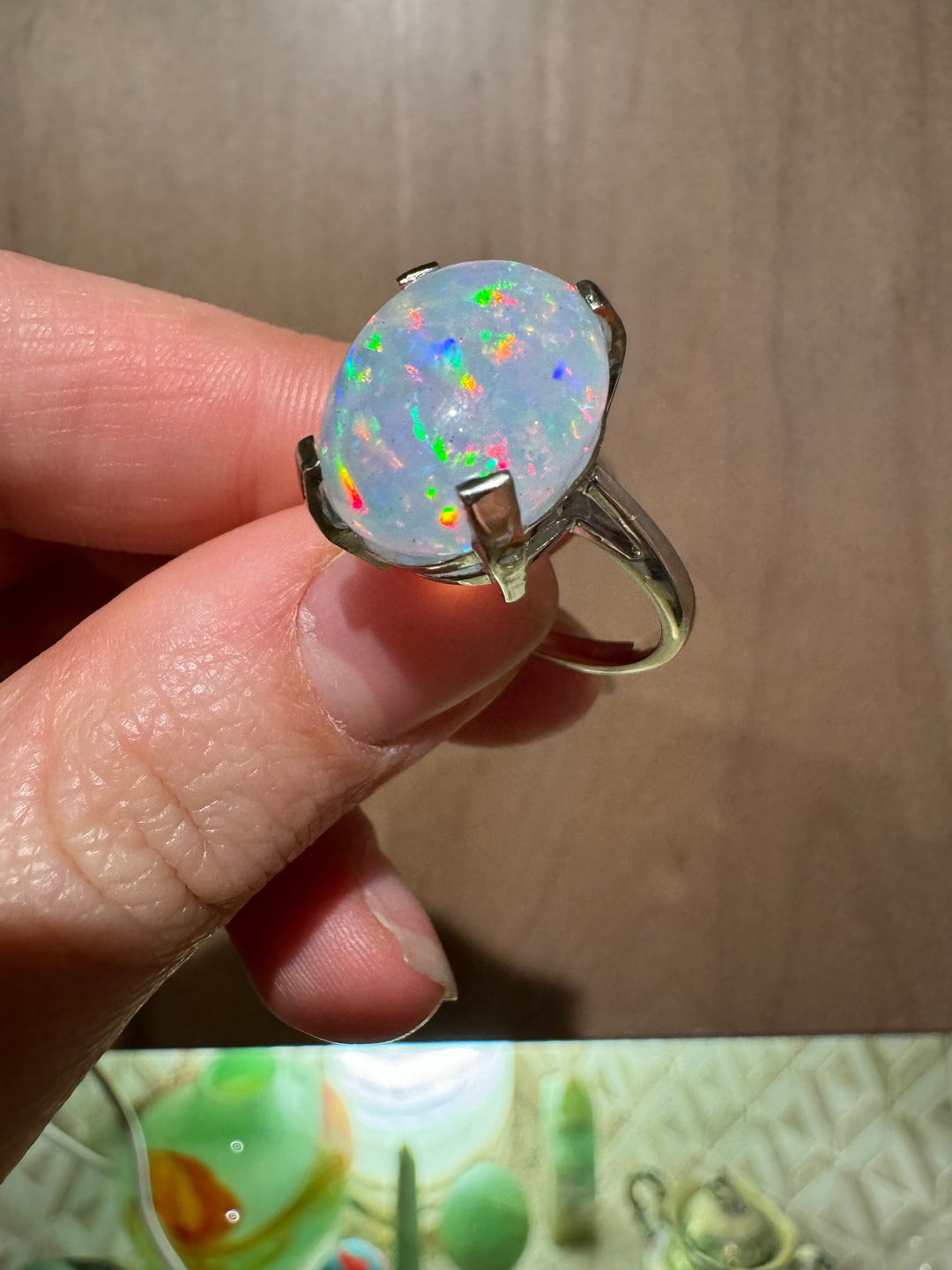 Vanilla Bean Opal - 14K White Gold Ring