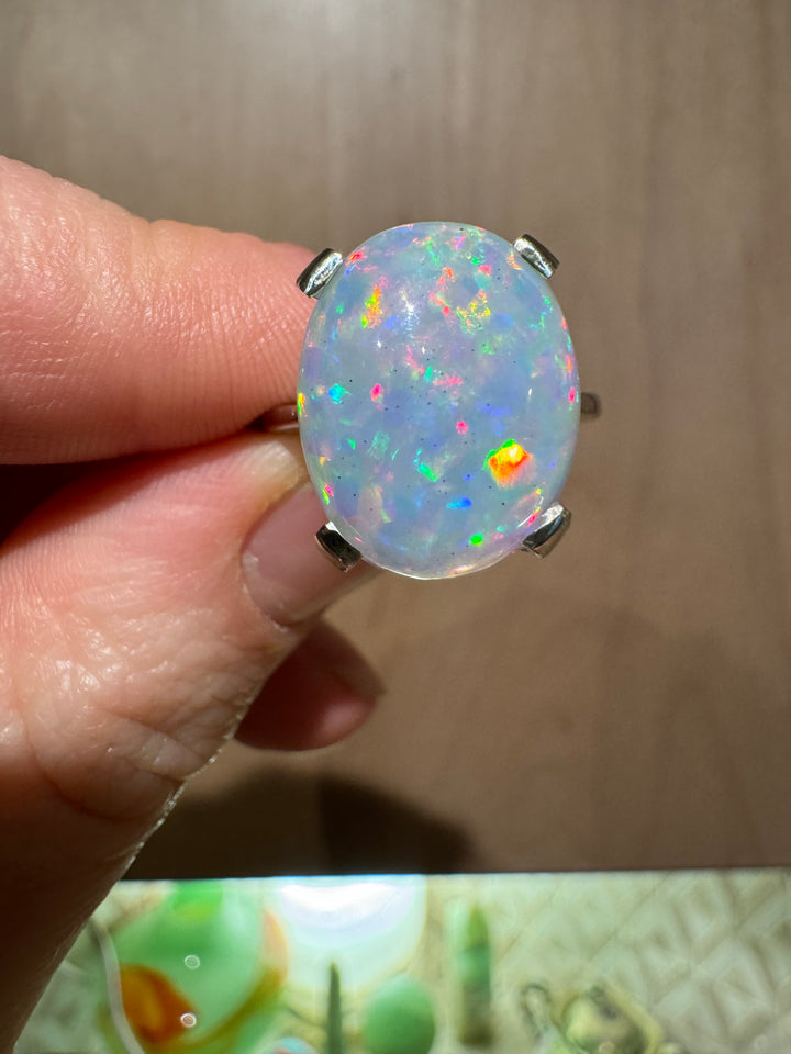 Vanilla Bean Opal - 14K White Gold Ring