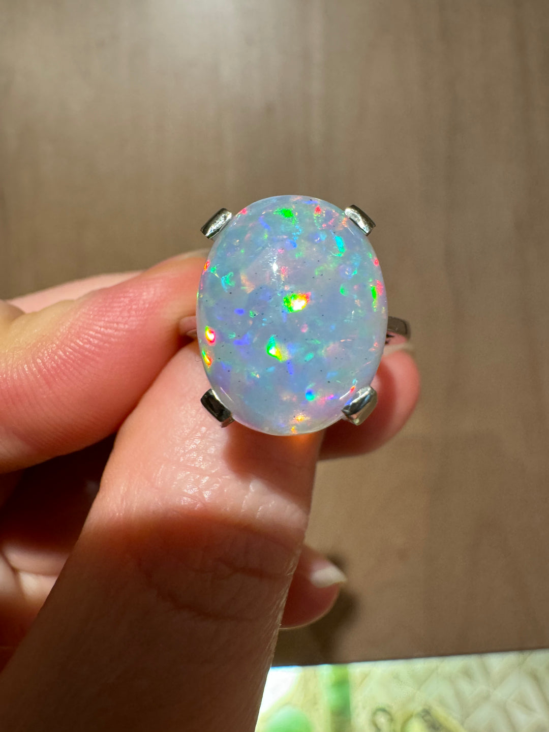 Vanilla Bean Opal - 14K White Gold Ring