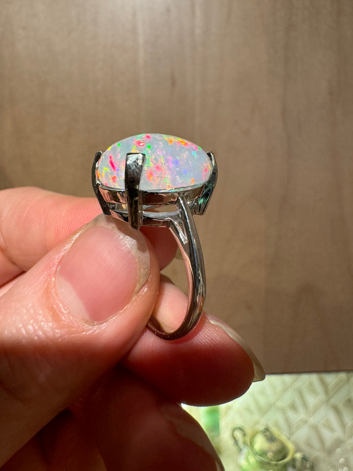 Vanilla Bean Opal - 14K White Gold Ring