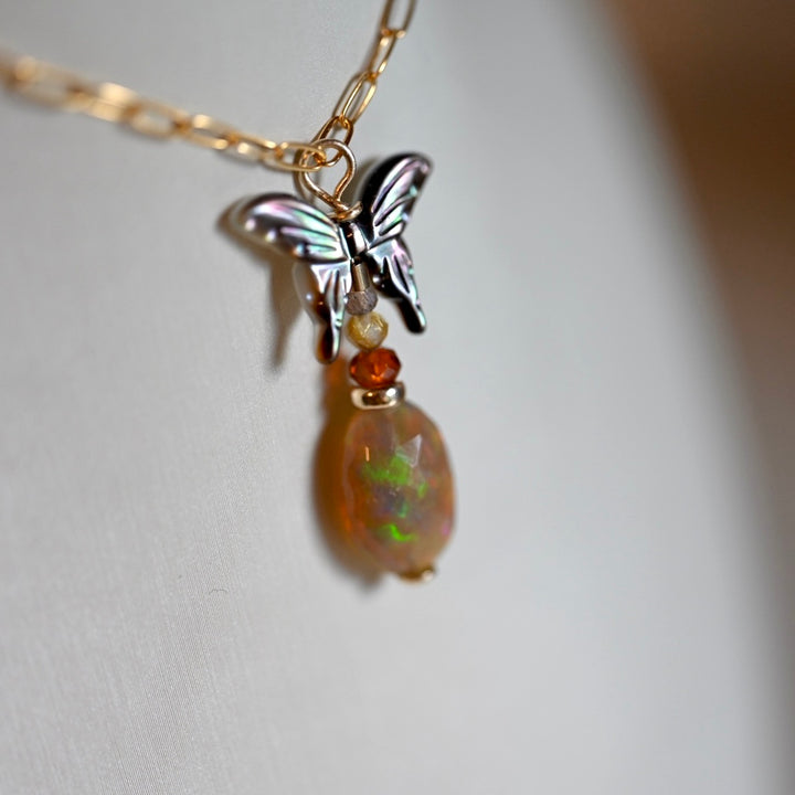 Dark Butterfly Pendant - 14K Gold