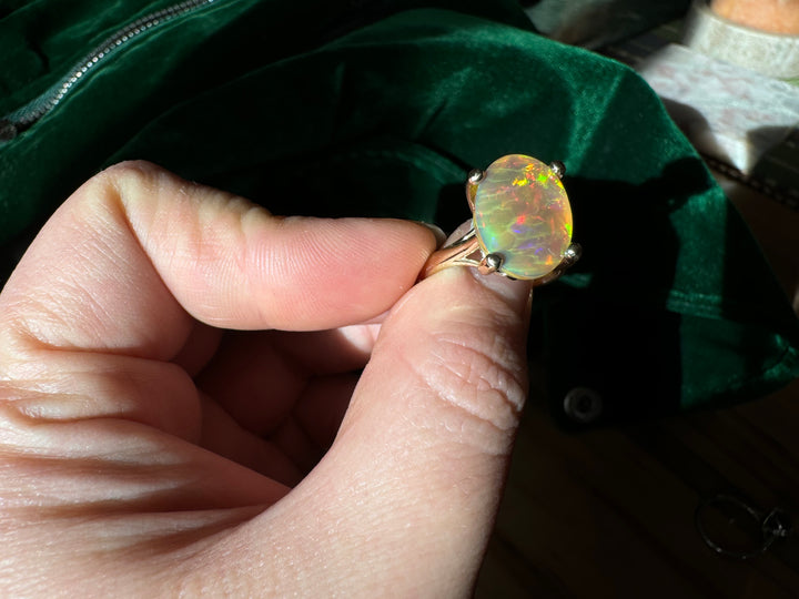 Dark Honeycomb Opal - 14K Yellow Gold Ring