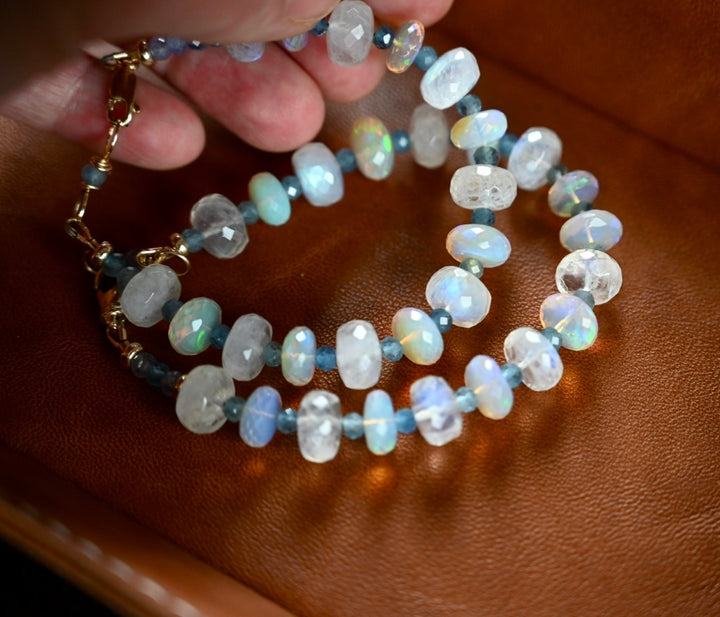 Opal and Moonstone - 14K Gold Bracelet