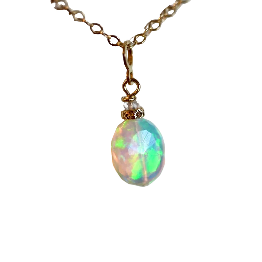 Pick Your Own Opal Charm Pendant (4) - 14K Gold