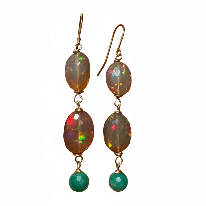 Natural Dark Ethiopian Opals - 14K Solid Gold