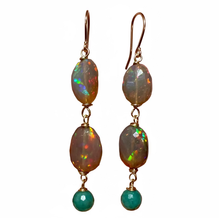 Natural Dark Ethiopian Opals - 14K Solid Gold