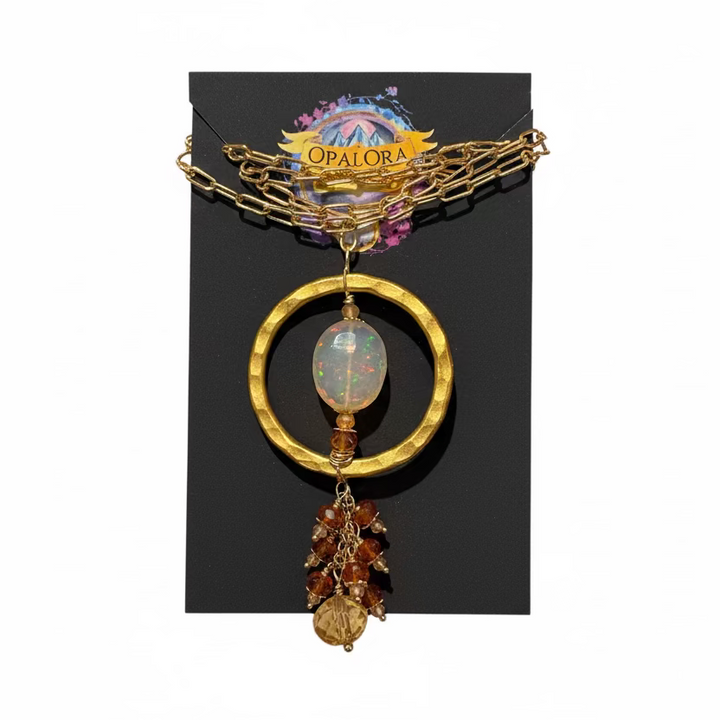 Red Feather Infinity Opal Pendant
