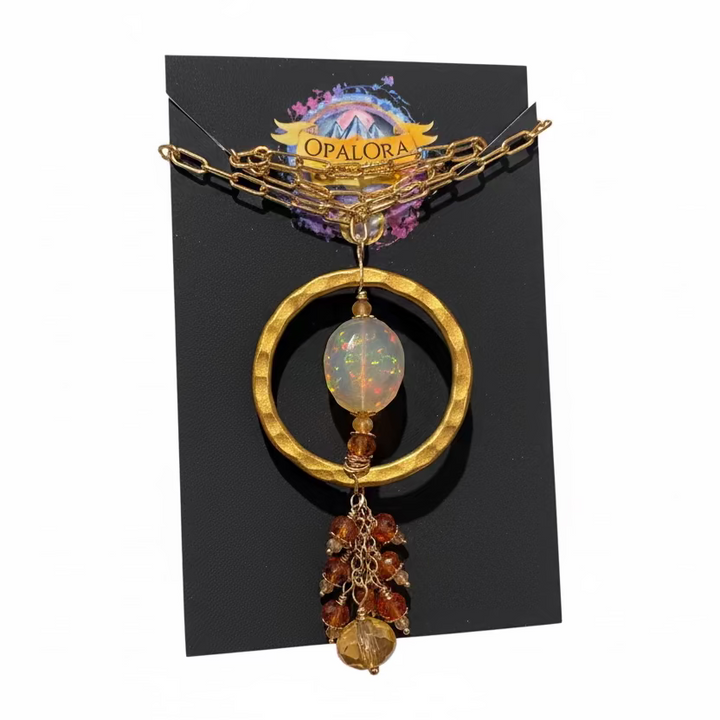 Red Feather Infinity Opal Pendant