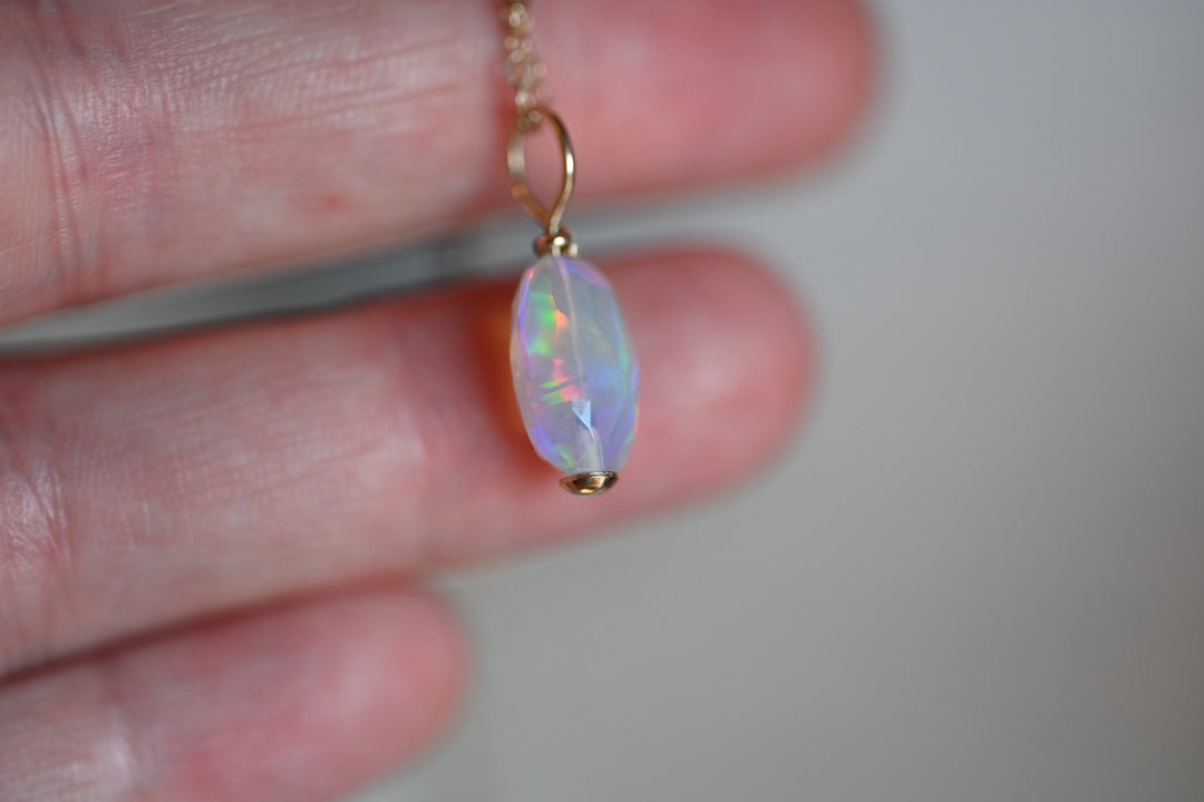 Ethiopian opal teardrop pendant 4 carat, OpalOra statement jewelry for women