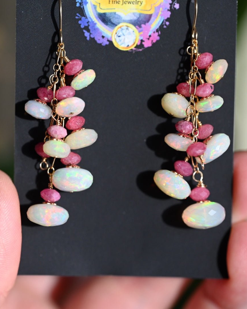 Im Charmed Opal and Pink Thulite Earrings