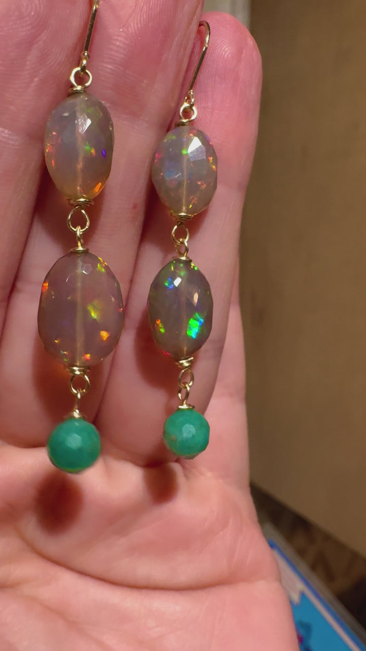 Natural Dark Ethiopian Opals - 14K Solid Gold