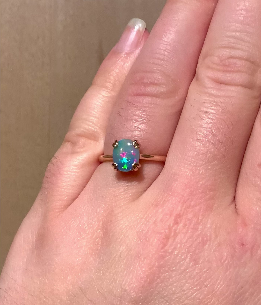 Lightning Ridge Black Opal Ring 14K Gold