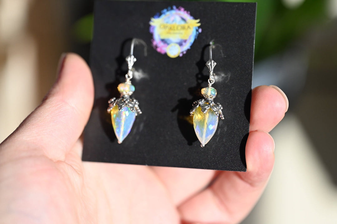Blue Aura Talisman Earrings - Sterling Silver - OpalOra Jewelry