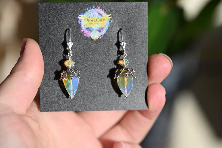 Blue Aura Talisman Earrings - Sterling Silver - OpalOra Jewelry