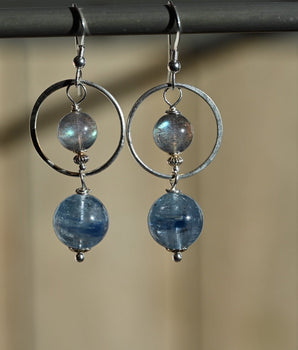 Blue Labradorite and Kyanite Earrings - OpalOra Jewelry