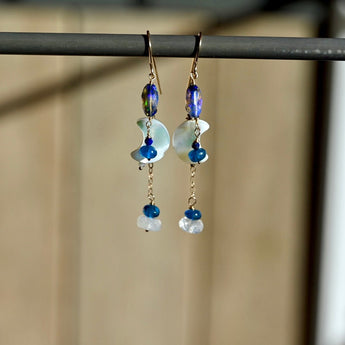 Blue Moon Opal Earrings - 14K Gold Fill - OpalOra Jewelry