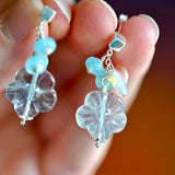 Blue Pastel Fluorite Flower Post Earrings - OpalOra Jewelry