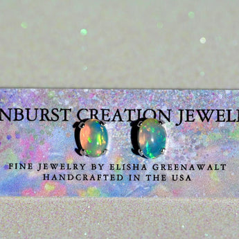 Blue Sparkle Opal Post Earrings - OpalOra Jewelry