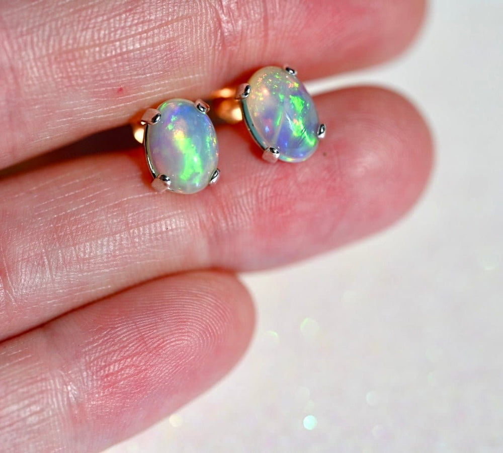 Blue Sparkle Opal Post Earrings - OpalOra Jewelry
