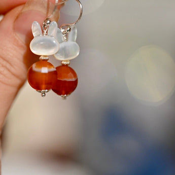 Carnelian Bunny Earrings - OpalOra Jewelry