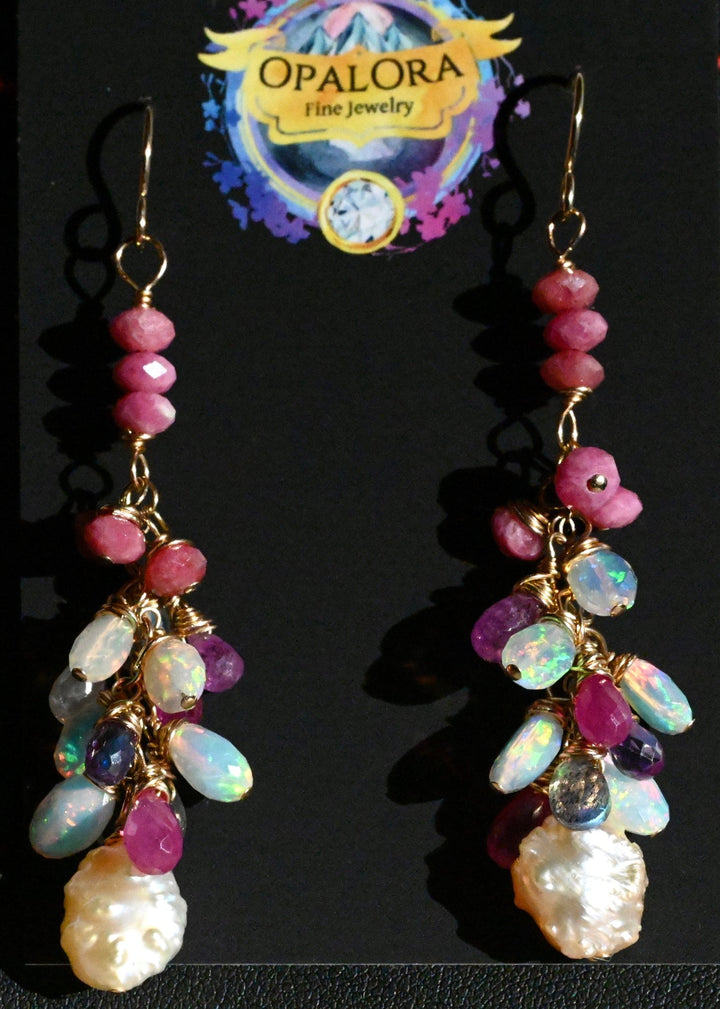 Celestial Garden Cluster Earrings - OpalOra Jewelry