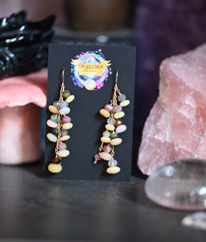 Cotton candy Opals and Tourmaline Earrings - OpalOra Jewelry
