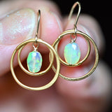 Dainty Golden Hoops Opal Earrings Green Flash - OpalOra Jewelry