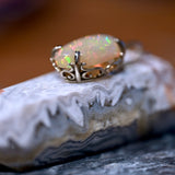 Dark Glitter Opal Pendant in 14K White Gold - OpalOra Jewelry