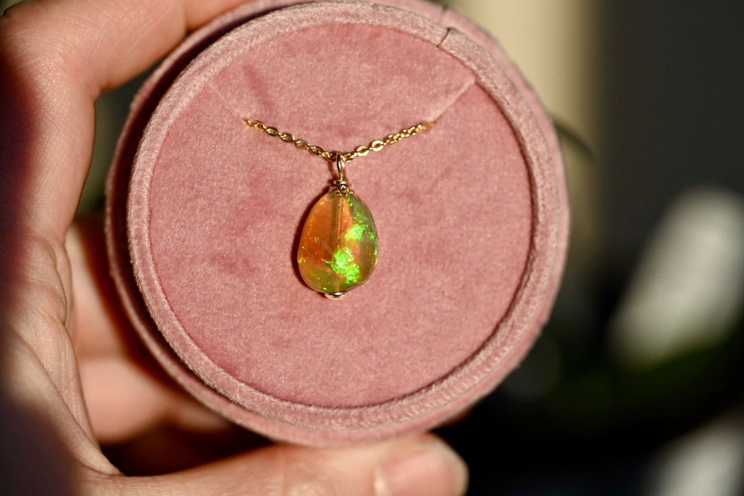 Dark Golden Opal - 14K Solid Gold - OpalOra Jewelry