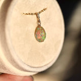 Dark Pinfire Opal with Diamonds - 14K Solid Gold - OpalOra Jewelry