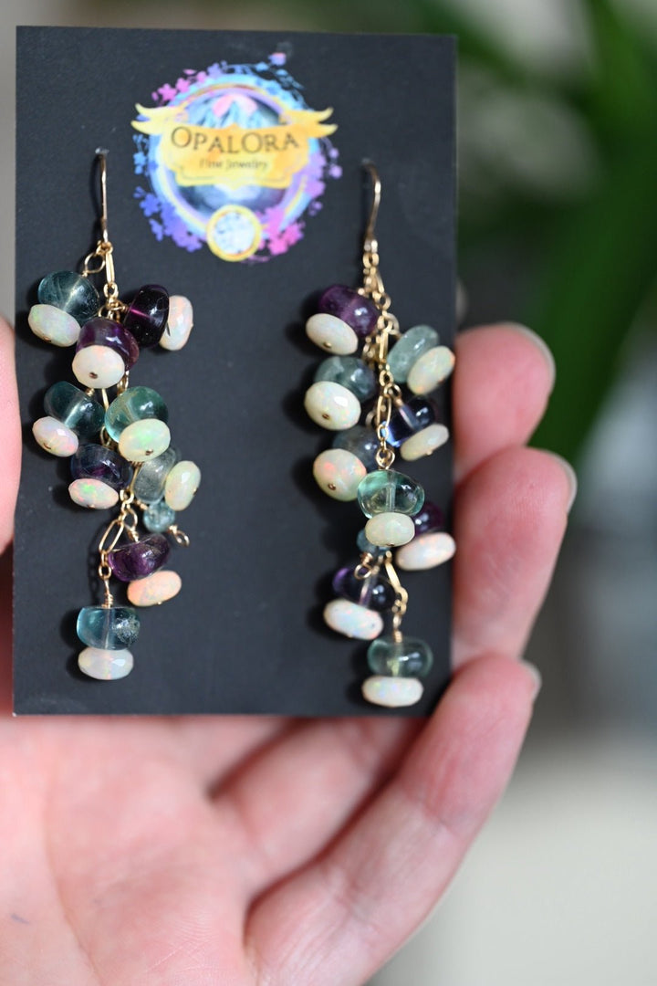 Dreamtime Opal and Fluorite Earrings - OpalOra Jewelry