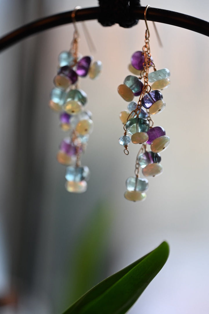 Dreamtime Opal and Fluorite Earrings - OpalOra Jewelry