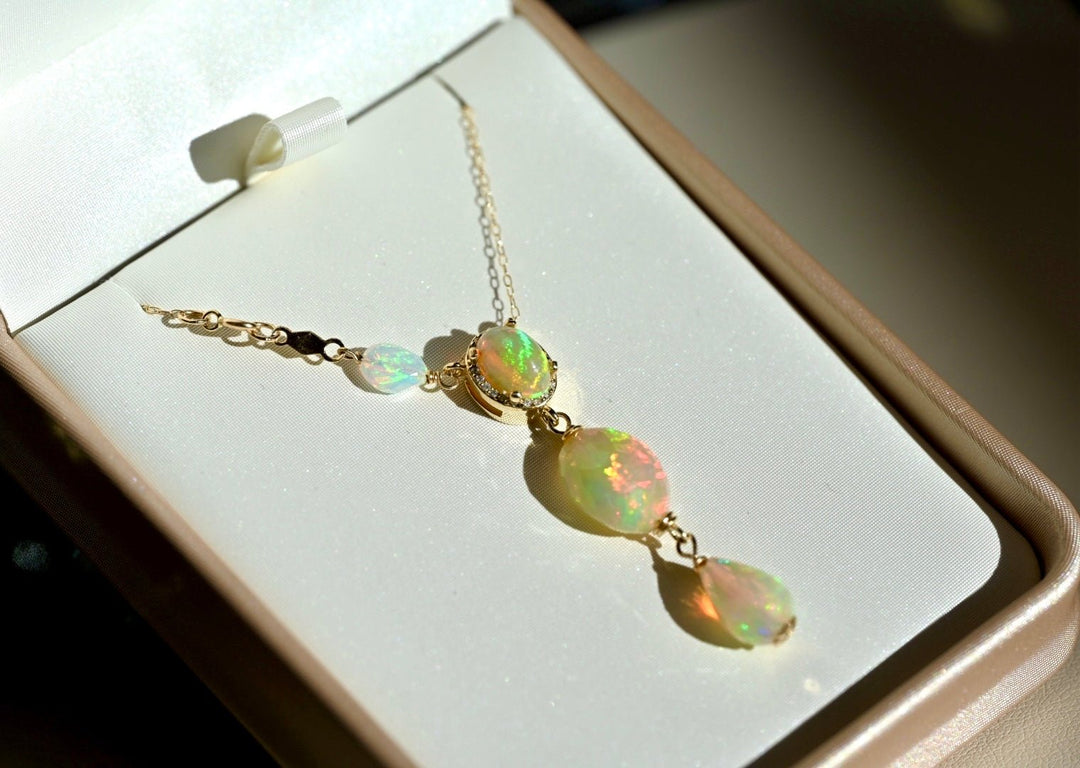 Drops of Sunshine Pendant 14K Solid Gold - OpalOra Jewelry