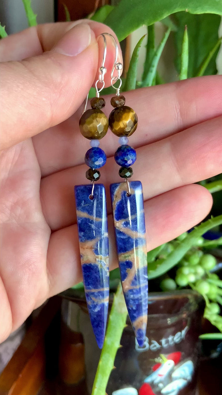 North West Dangle Earrings. Sodalite Drops.