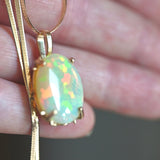 Flowering Honeycomb Opal Pendant in 14K Yellow Gold - OpalOra Jewelry