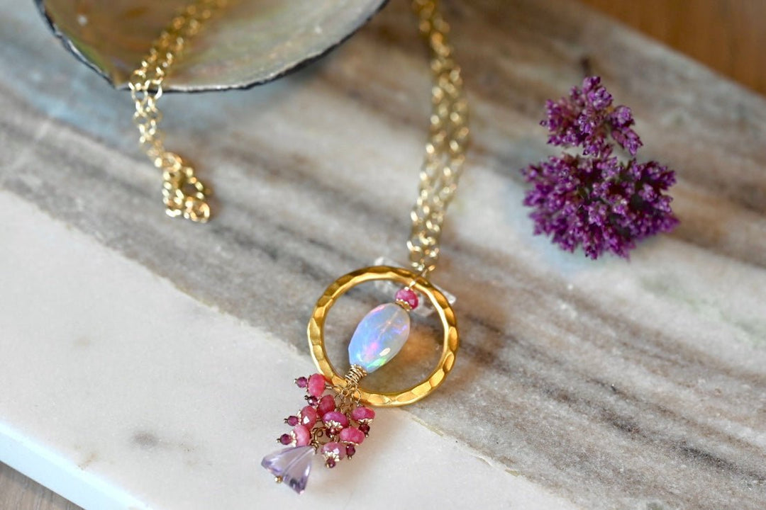 Fuchsia Infinity Opal Pendant - OpalOra Jewelry