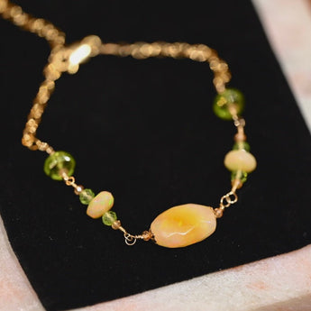 Golden Opal and Peridot Bracelet - OpalOra Jewelry