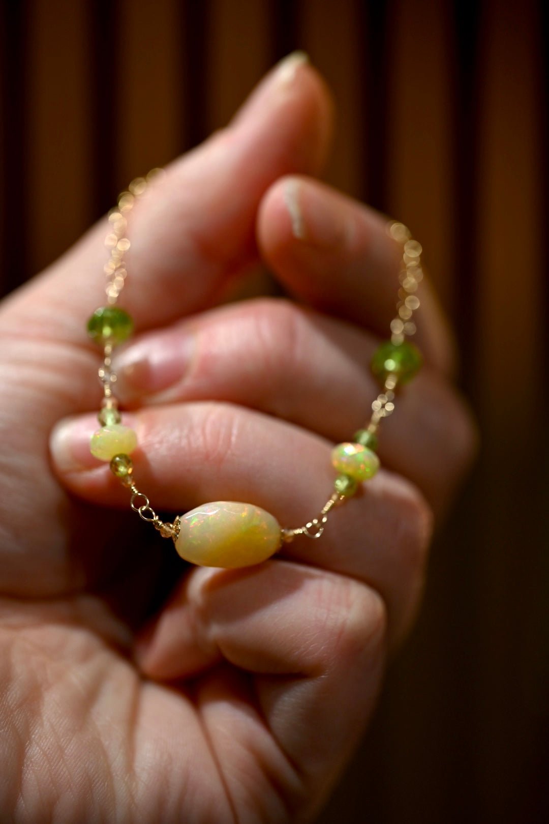 Golden Opal and Peridot Bracelet - OpalOra Jewelry