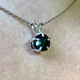 Green Blue and Black Ammolite Pendant - Sunburst Creation Jewelry