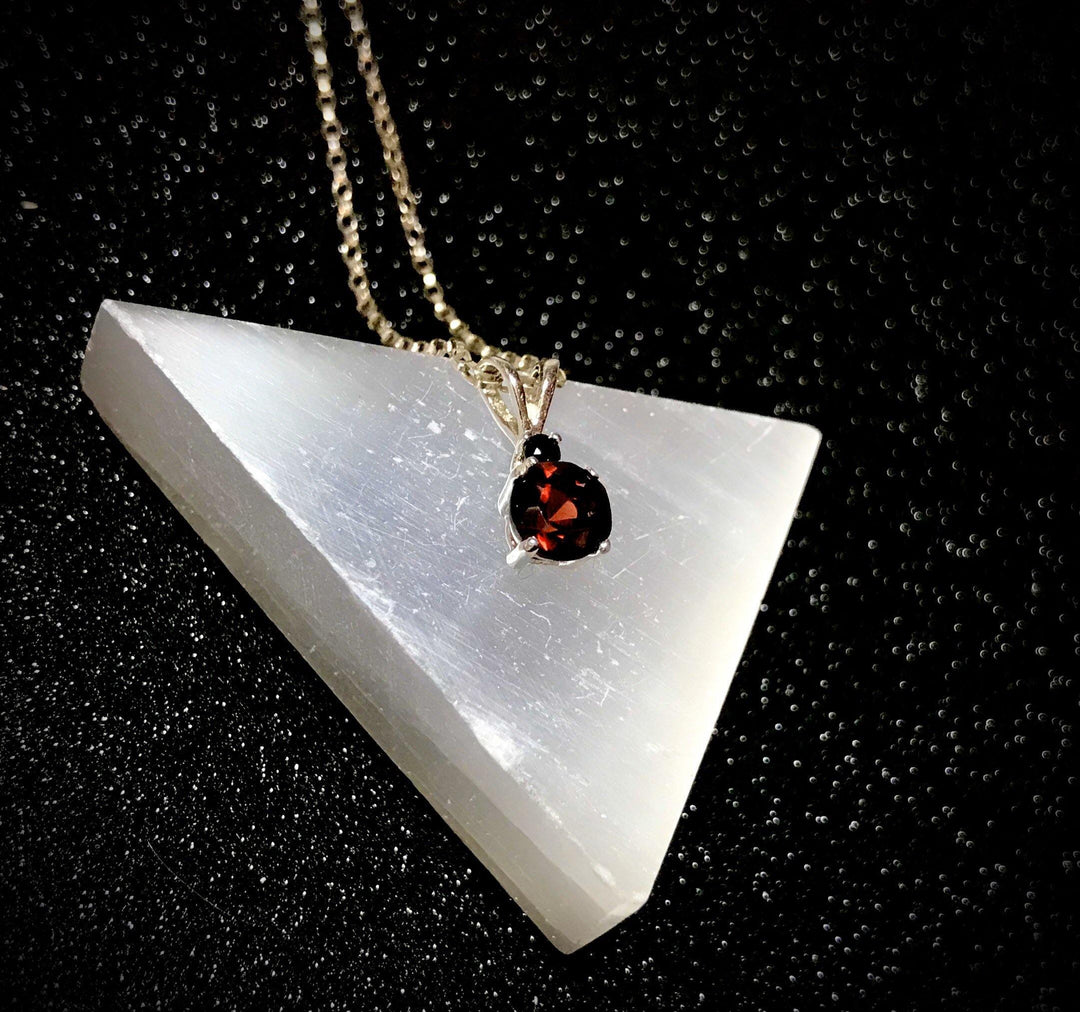 Wine Red Garnet and Black Spinel Pendant.