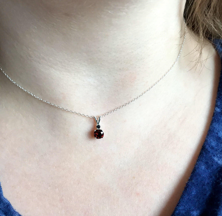 Wine Red Garnet and Black Spinel Pendant.