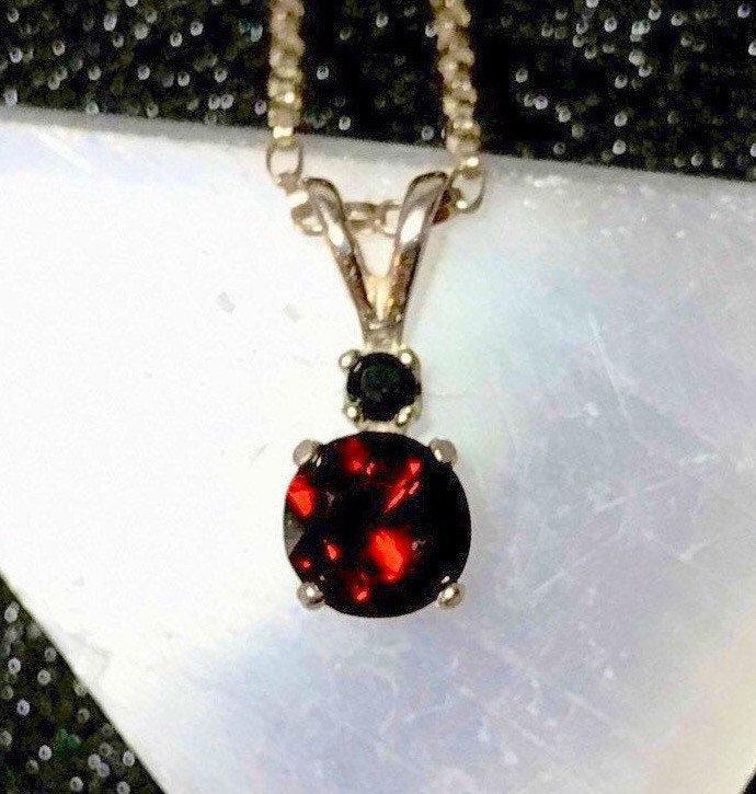 Wine Red Garnet and Black Spinel Pendant.