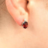 Rose Red Garnet Stud Earrings.
